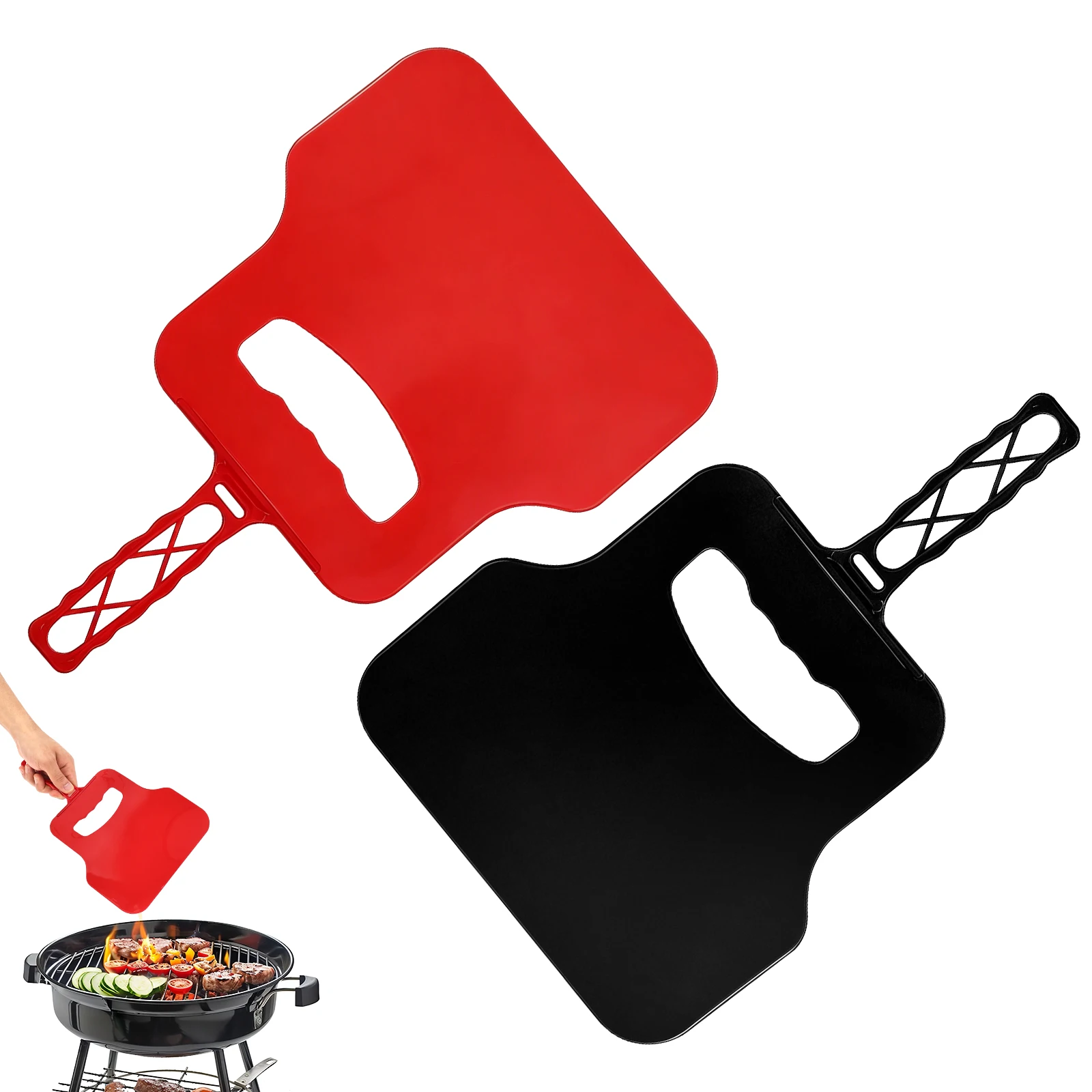 Camping Cooking Fire - พัดลมมือหมุนพลาสติกแบบพกพา เครื่องจุดไฟสำหรับกิจกรรมกลางแจ้ง แคมป์ปิ้ง บาร์บีคิว ปิกนิก สวน