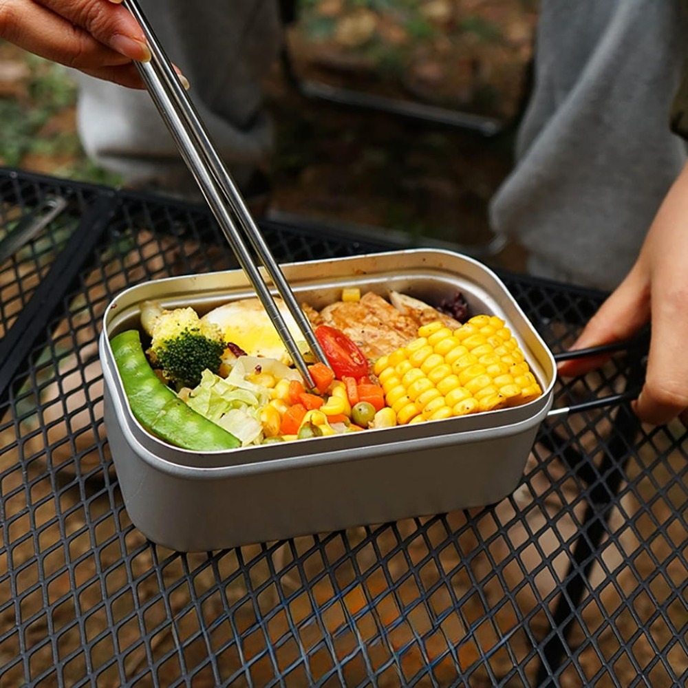 Camping Outdoor Cooking Set - ชุดอุปกรณ์บนโต๊ะอาหารน้ำหนักเบา ชุดเครื่องครัวสำหรับตั้งแคมป์ กล่องอาหารกลางวัน หม้อหุงต้ม อุปกรณ์ปิกนิก ชุดช้อนส้อมกลางแจ้ง