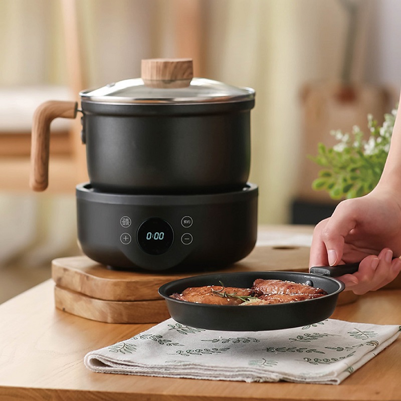 Camping Cooking Rice - หม้อหุงข้าวไฟฟ้าอเนกประสงค์ 110V/220V กระทะทอดแบบไม่ติดกระทะ หม้อต้มบะหมี่สำหรับหอพัก หม้อไฟ 1.8