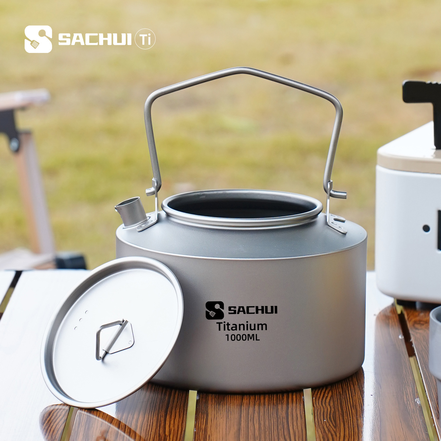 Camping Outdoor Cooking Set - กาต้มน้ำไทเทเนียมบริสุทธิ์ 1000 มล. สำหรับกิจกรรมกลางแจ้ง น้ำหนักเบา ใช้ชงชา