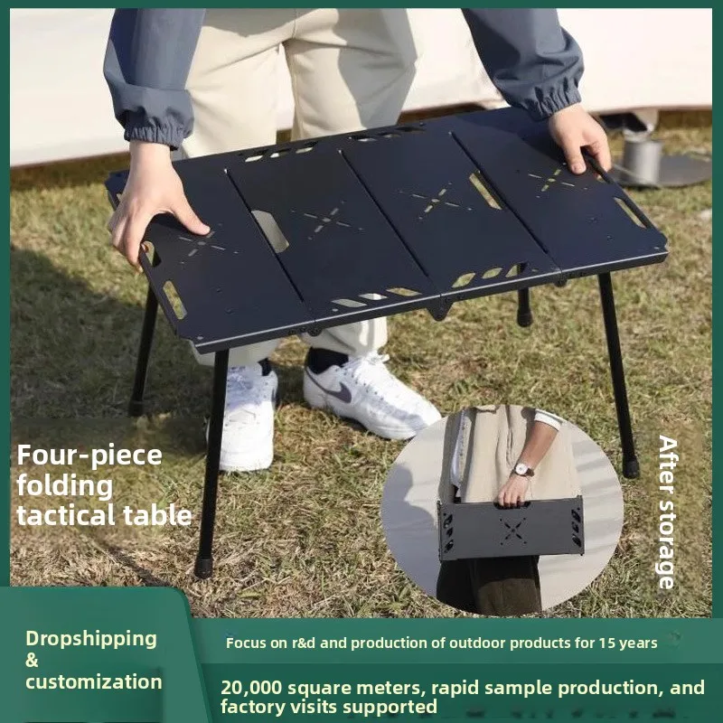 Camping Cooking Table Foldable - โต๊ะพับอลูมิเนียมอัลลอยด์, โต๊ะพับแบบพกพาสำหรับใช้งานกลางแจ้ง, แคมป์ปิ้ง, บาร์บีคิว, ดื่มชา, โต๊ะแคมป์ปิ้งน้ำหนักเบาพิเศษ