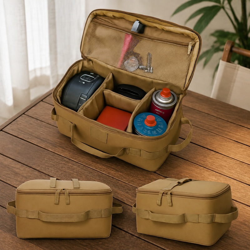 Camping Outdoor Cooking Set - กระเป๋าเก็บของสำหรับแคมป์ปิ้งที่ทนทานพร้อมหมุดยึดพื้น, ที่จัดเก็บกว้างขวางสำหรับอุปกรณ์ทำอาหารกลางแจ้ง, เครื่องมือ และถังแก๊ส