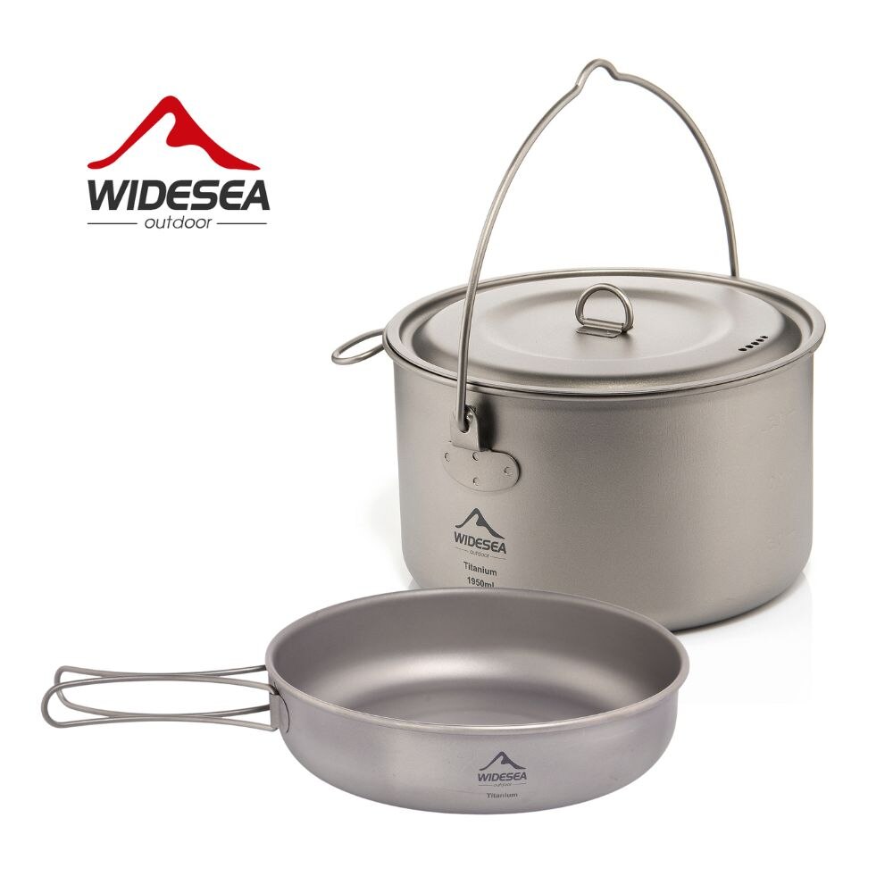 Camping Cooking Unit - ชุดเครื่องครัวไทเทเนียมสำหรับตั้งแคมป์แบบกว้างชุดเครื่องครัวสำหรับท่องเที่ยวหม้อทำอาหารกลางแจ้งกระทะทอดปิกนิกครัวเดินป่าปีนเขา