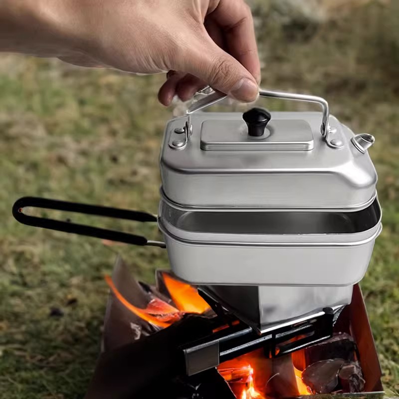 Camping Cooking Unit - กาน้ำชาแบบพกพาสำหรับปิกนิกการตั้งแคมป์ท่องเที่ยวกาต้มน้ำรับประทานอาหารกลางแจ้งตกปลาแคมป์เดินป่ากาต้มน้ำในครัว