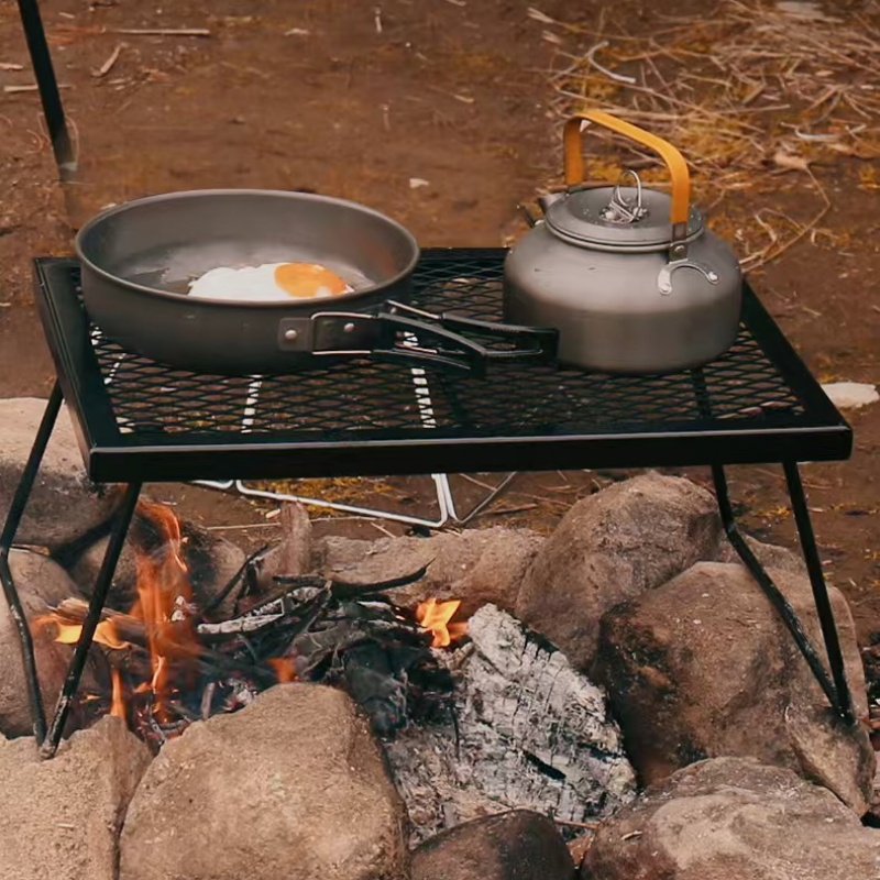 Camping Cooking Table - กลางแจ้งตารางพับตารางมัลติฟังก์ชั่ตั้งแคมป์ตารางมินิเต็นท์โต๊ะโต๊ะปิกนิกทําอาหารชั้นวางความร้อนอุณหภูมิสูง