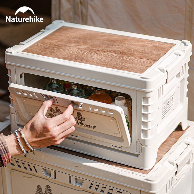 Camping Cooking Table - Naturehike กล่องตั้งแคมป์60L กล่องเก็บพับความจุขนาดใหญ่25L 50L 30L โต๊ะข้างเตียงบ้านกลางแจ้งปิกนิกกล่องพลาสติก