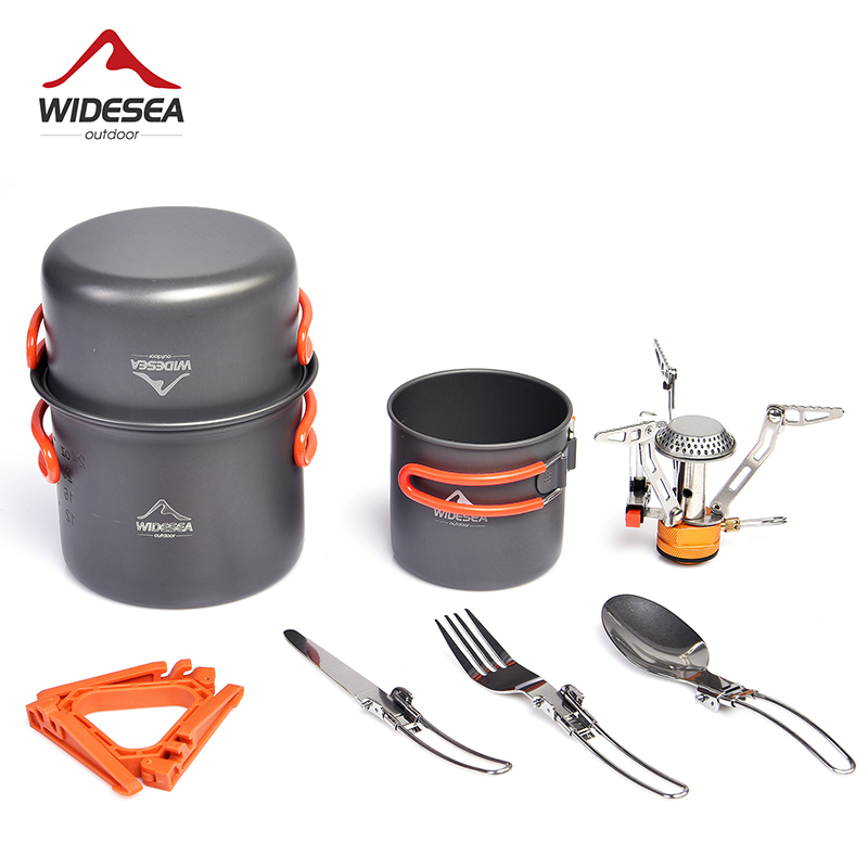 Camping Outdoor Cooking Set - Set Alat masak ตั้งแคมป์แบบกว้างชุดกาน้ำพกพาเตาส้อมมีดพับได้อุปกรณ์บนโต๊ะอาหารกลางแจ้ง