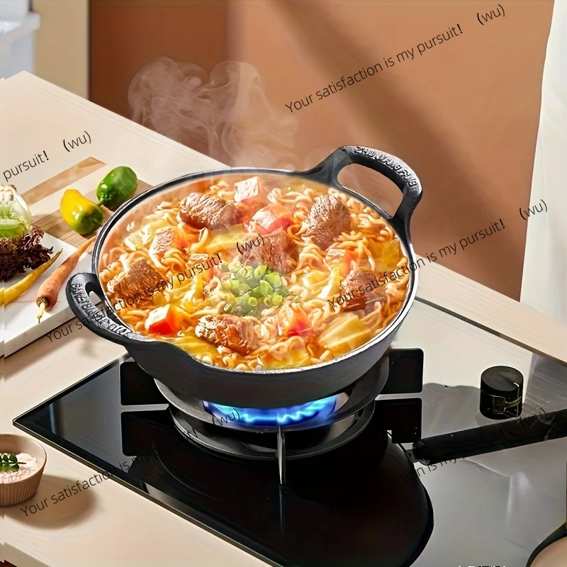 Skillet Cast Iron Camp - กระทะเหล็กหล่อขนาดเล็ก ด้ามจับคู่ - ไม่ติดกระทะ เหมาะสำหรับการตั้งแคมป์และย่าง ทนทานและทนความร้อน