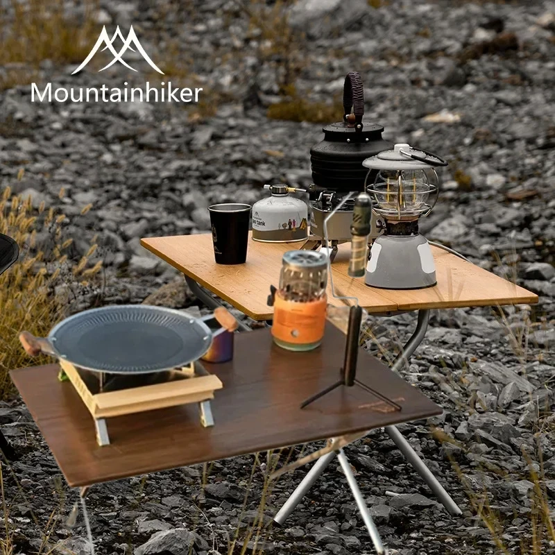 Camping Cooking Table - MOUNTAINHIKER โต๊ะพกพาสำหรับตั้งแคมป์กลางแจ้งรุ่นอัพเกรด ดีไซน์พับได้ขนาดกะทัดรัด เหมาะสำหรับปิกนิก บาร์บีคิว เดินป่า