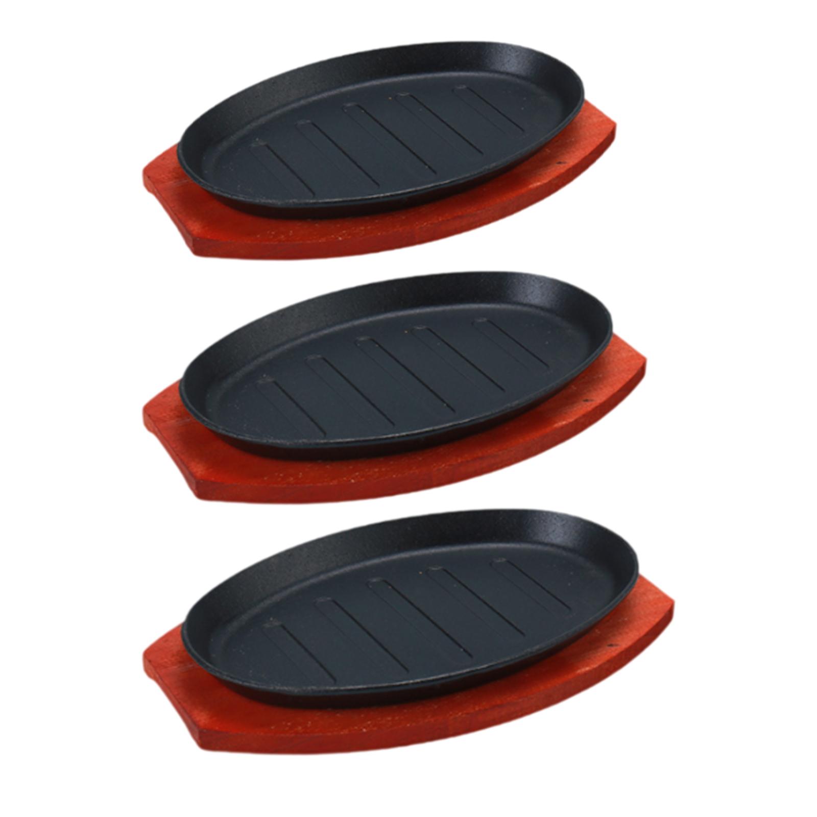 Skillet Cast Iron Camp - เหล็กหล่อแผ่นสเต็ก Griddle แผ่นสเต็ก Fajita Sizzling แผ่นสเต็กญี่ปุ่นสําหรับร้านอาหารบ้าน