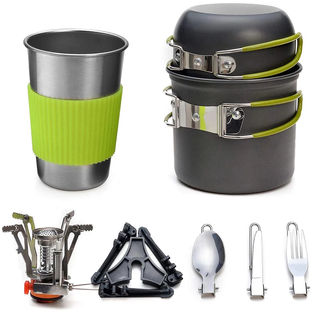 Camping Cooking Unit - ชุดเครื่องครัวตั้งแคมป์พร้อมเตาชุดทําอาหารกลางแจ้งหม้อกลางแจ้งบนโต๊ะอาหารท่องเที่ยวห้องครัวเดินป่าปิคนิคบาร์บีคิว