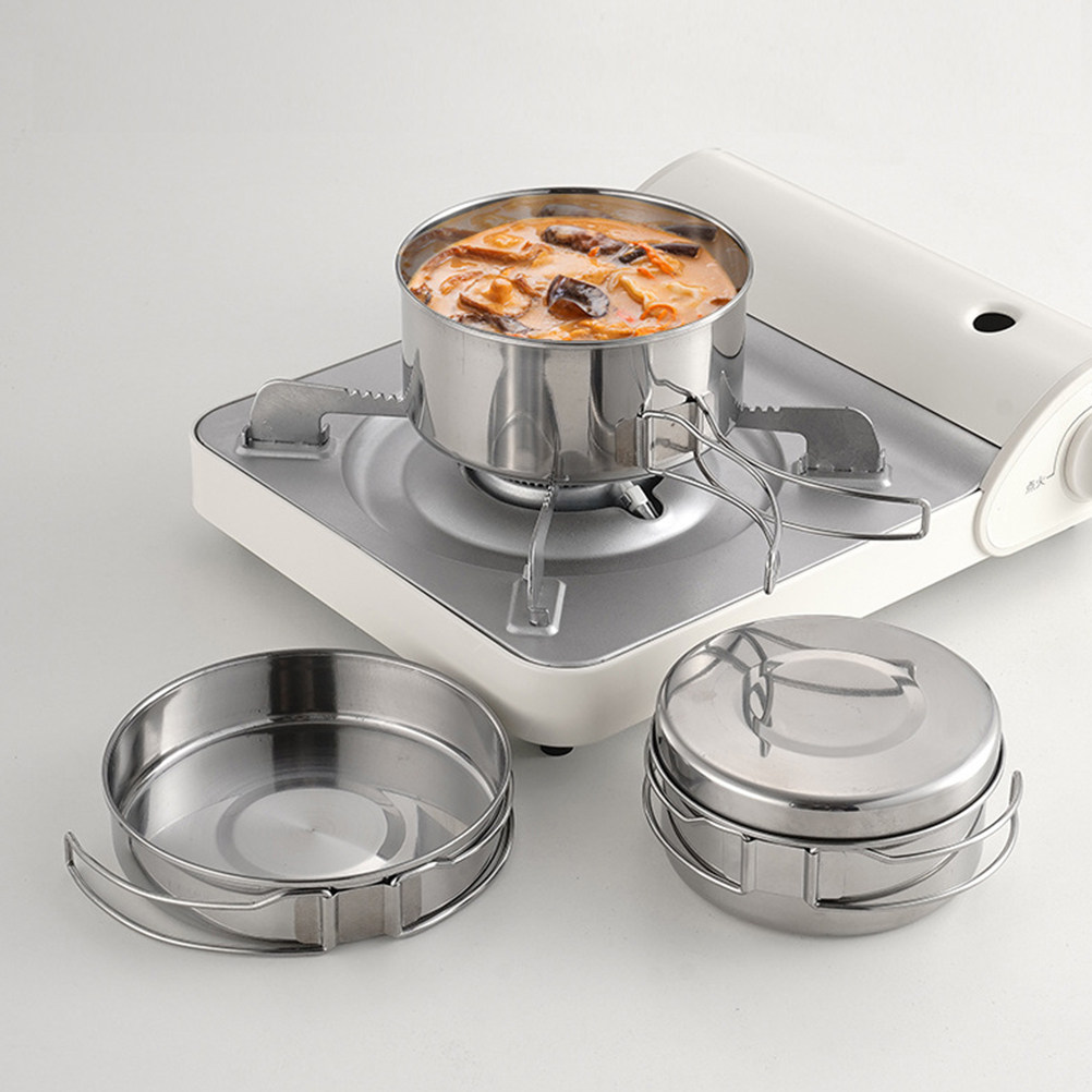 ชุดเครื่องครัวสแตนเลสสำหรับตั้ - Camping Cooking Pots And Pans บทวิจารณ์และราคา