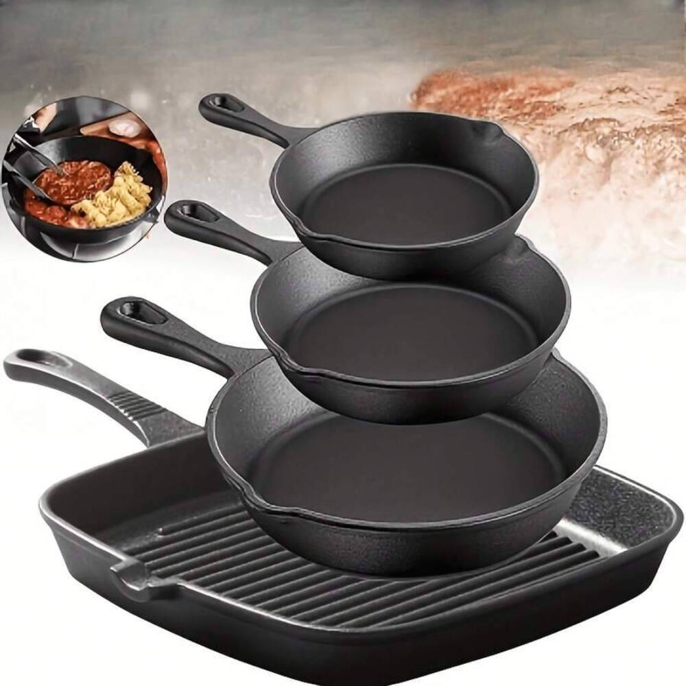 ชุดเครื่องครัวเหล็กหล่อ 4 ชิ้น - Skillet Cast Iron Camp บทวิจารณ์และราคา