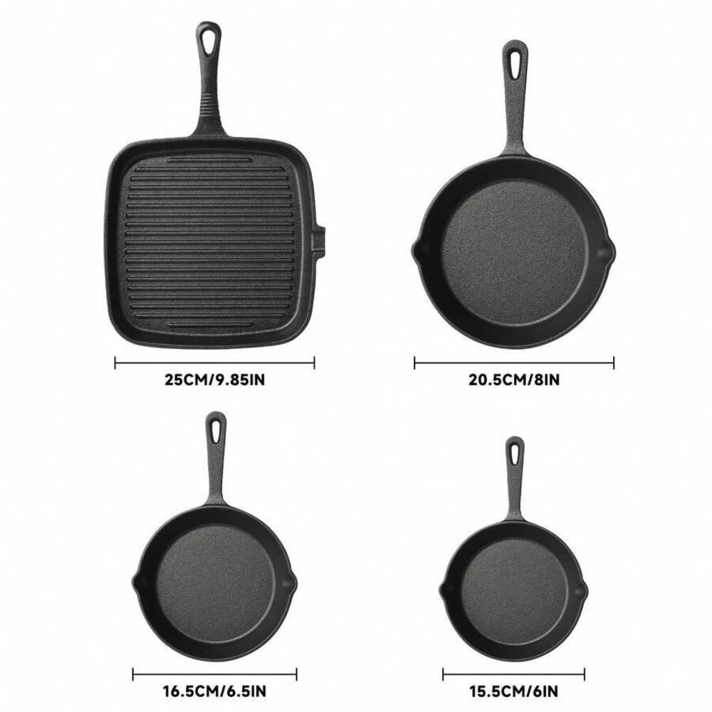 ชุดเครื่องครัวเหล็กหล่อ 4 ชิ้น - Skillet Cast Iron Camp บทวิจารณ์และราคา