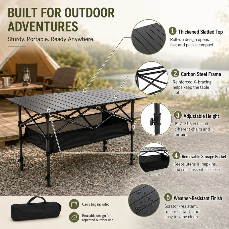 AOLIVIYA โต๊ะพับกลางแจ้งแบบปรั - Camping Cooking Table บทวิจารณ์และราคา