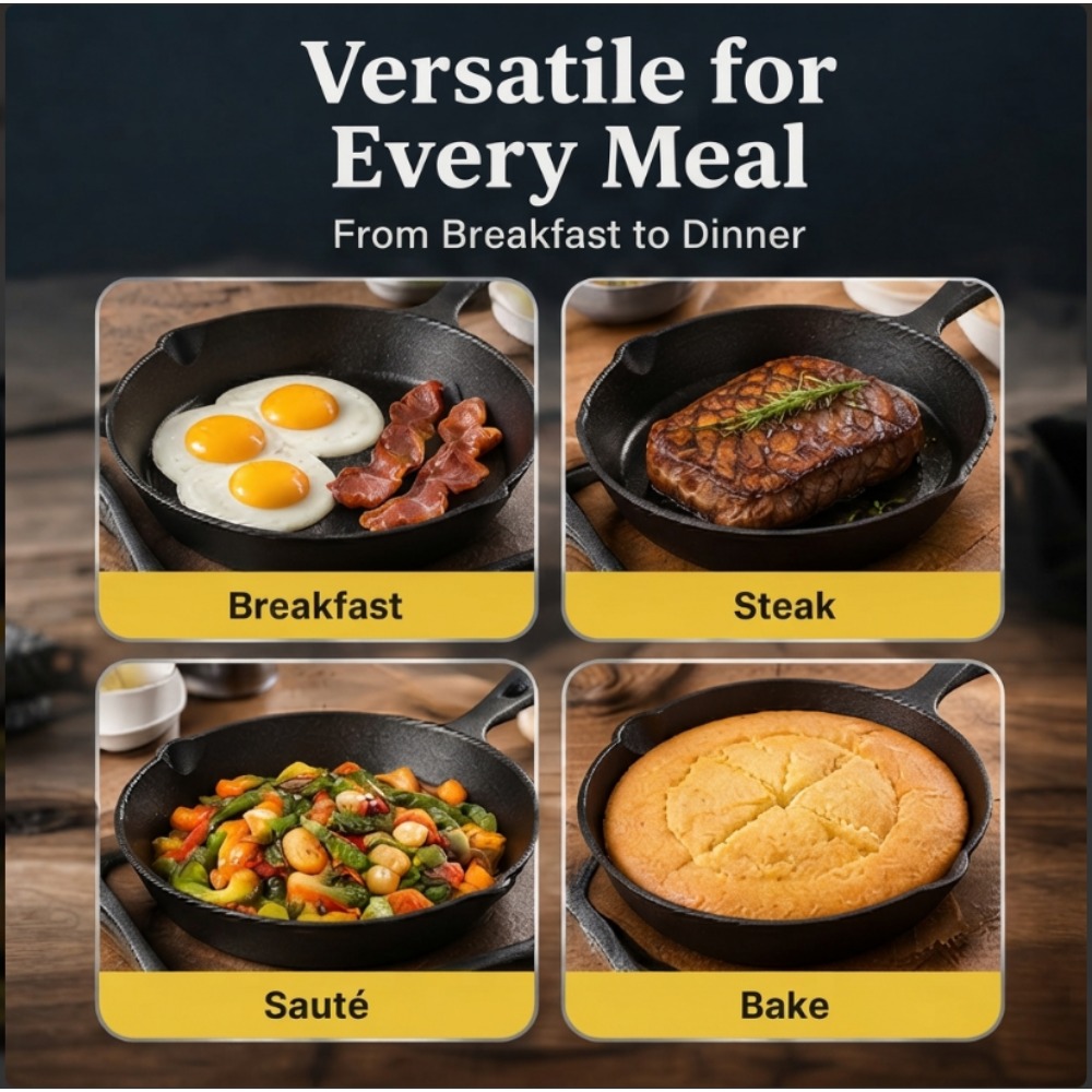 ชุดกระทะเหล็กหล่อ 3 ชิ้น, กระท - Skillet Cast Iron Camp บทวิจารณ์และราคา