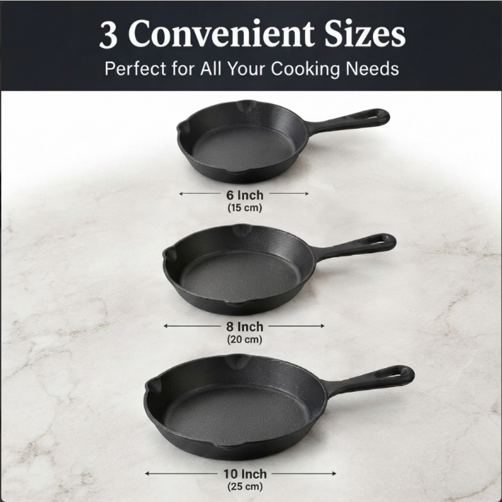 ชุดกระทะเหล็กหล่อ 3 ชิ้น, กระท - Skillet Cast Iron Camp บทวิจารณ์และราคา