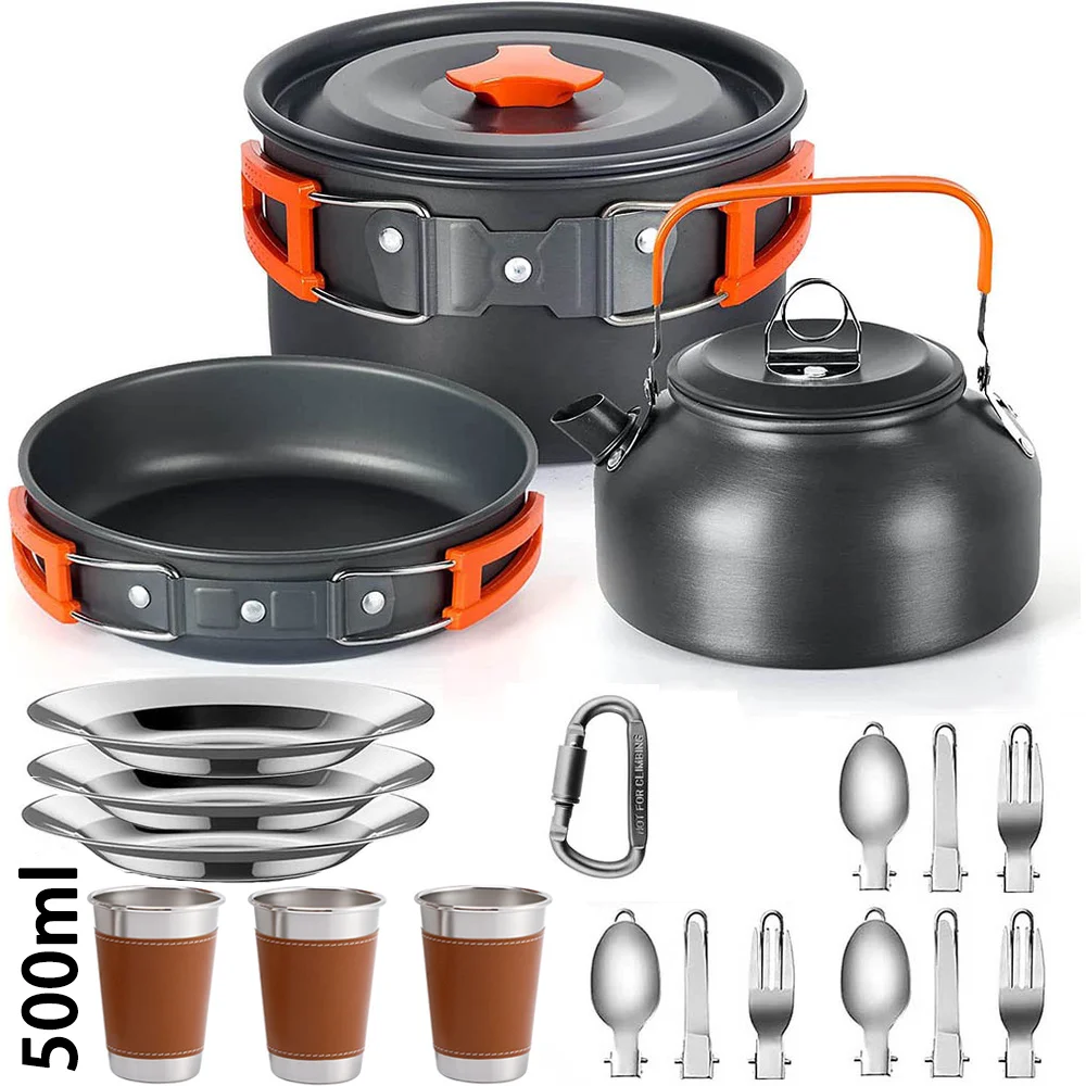 ชุดอุปกรณ์ทำอาหารสำหรับแคมป์ปิ - Camping Cooking Set Non Stick บทวิจารณ์และราคา