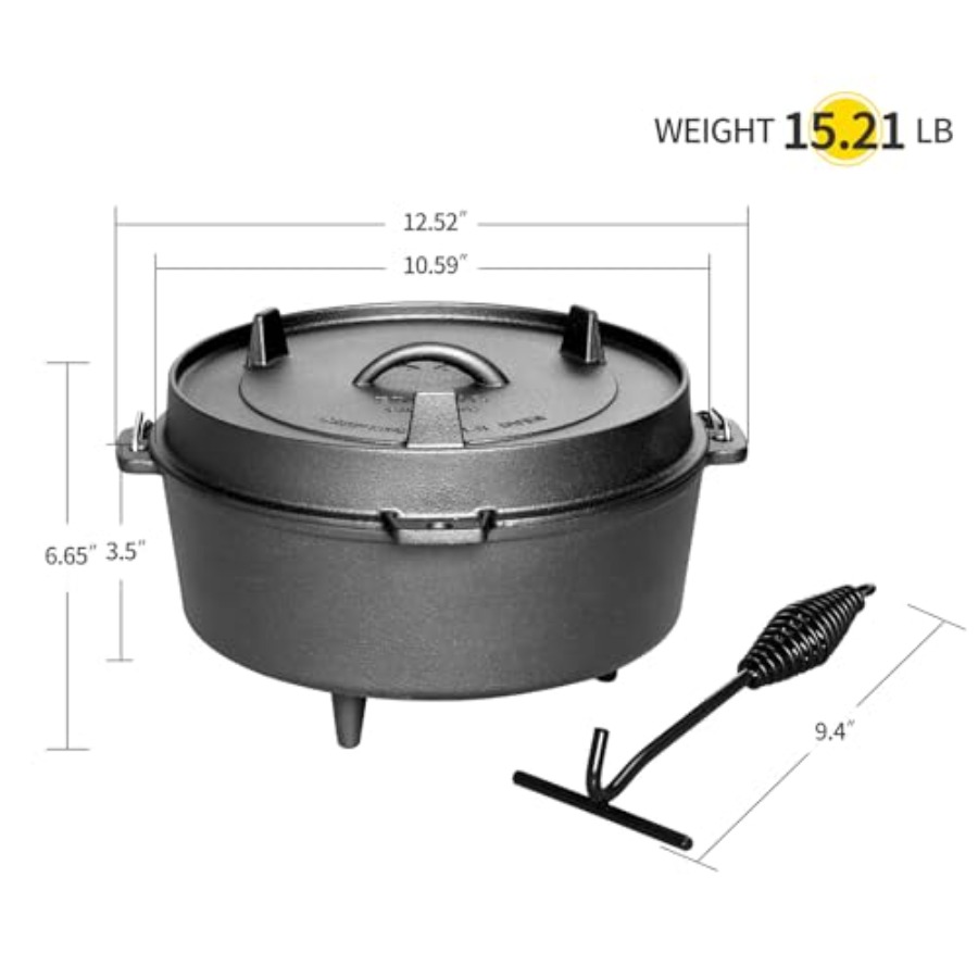 หม้อเหล็กหล่อเคลือบพร้อมฝาปิดแ - Skillet Cast Iron Camp บทวิจารณ์และราคา