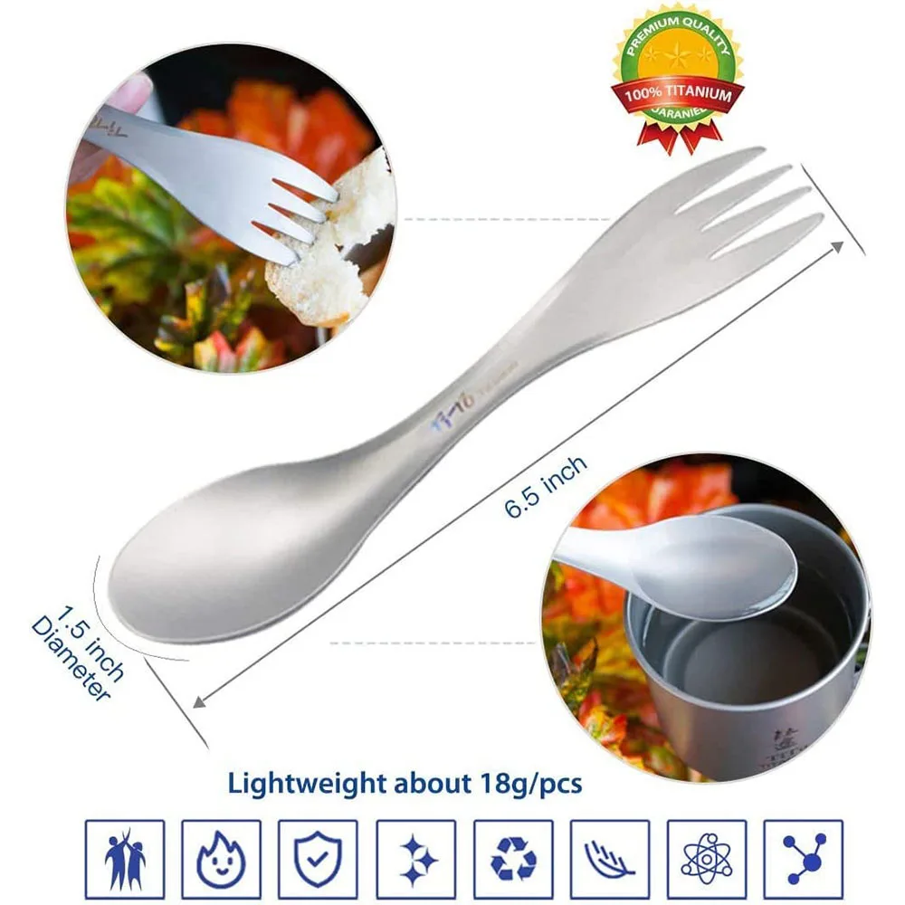 ไทเทเนียม Spork 2-in-1 ช้อน Ul - Camping Outdoor Cooking Set บทวิจารณ์และราคา