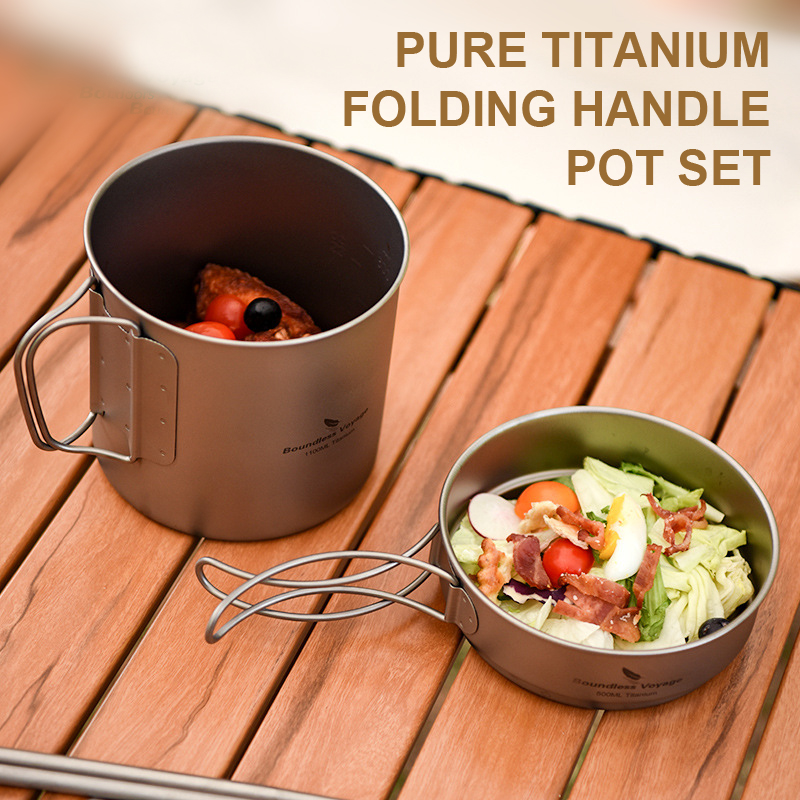 ชุดหม้อด้ามจับพับได้ไทเทเนียมบ - Camping Cooking Pots And Pans บทวิจารณ์และราคา