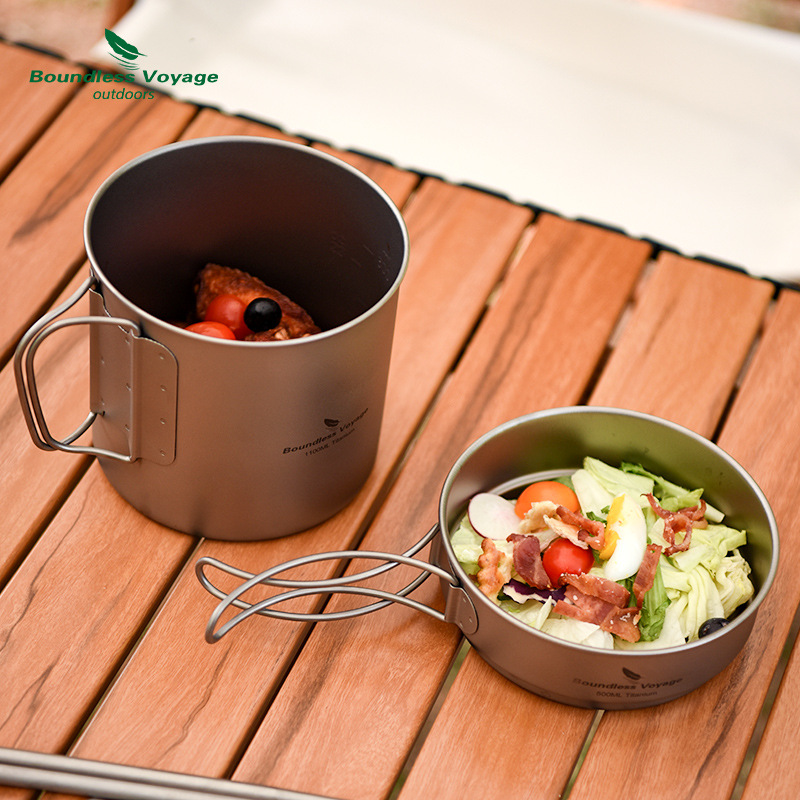 ชุดหม้อด้ามจับพับได้ไทเทเนียมบ - Camping Cooking Pots And Pans บทวิจารณ์และราคา