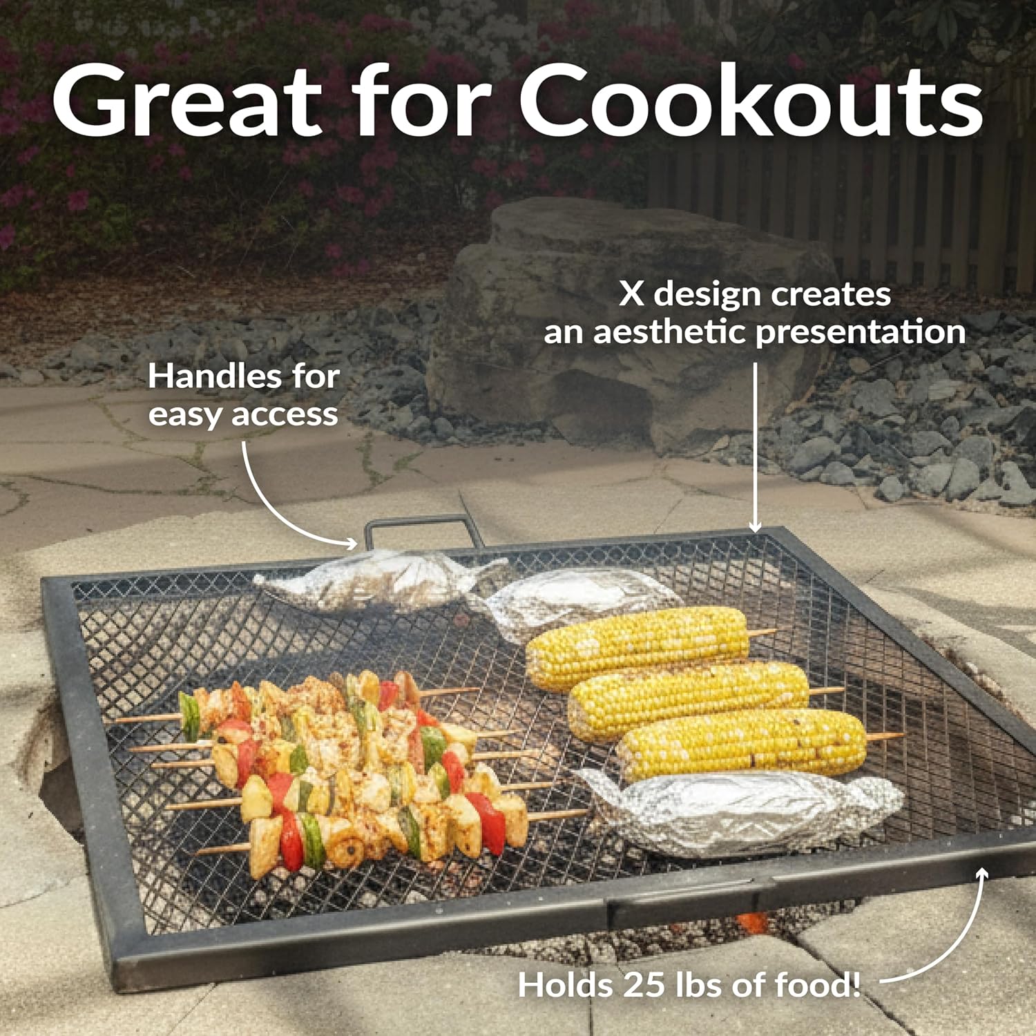 ตะแกรงย่างเหล็กสำหรับเตาไฟกลาง - Camping Cooking Fire บทวิจารณ์และราคา