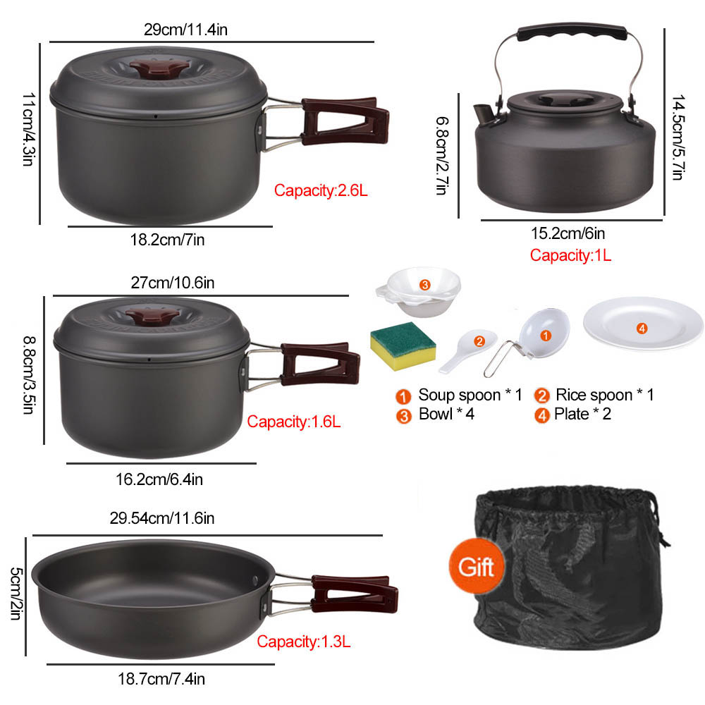 ชุดหม้อปิกนิกสำหรับทำอาหารกลาง - Camping Cooking Pots And Pans บทวิจารณ์และราคา