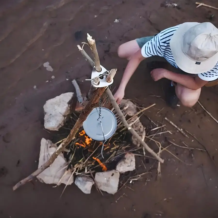 สแตนเลสแบบพกพา Camping ขาตั้งก - Camping Cooking Multi Tool บทวิจารณ์และราคา