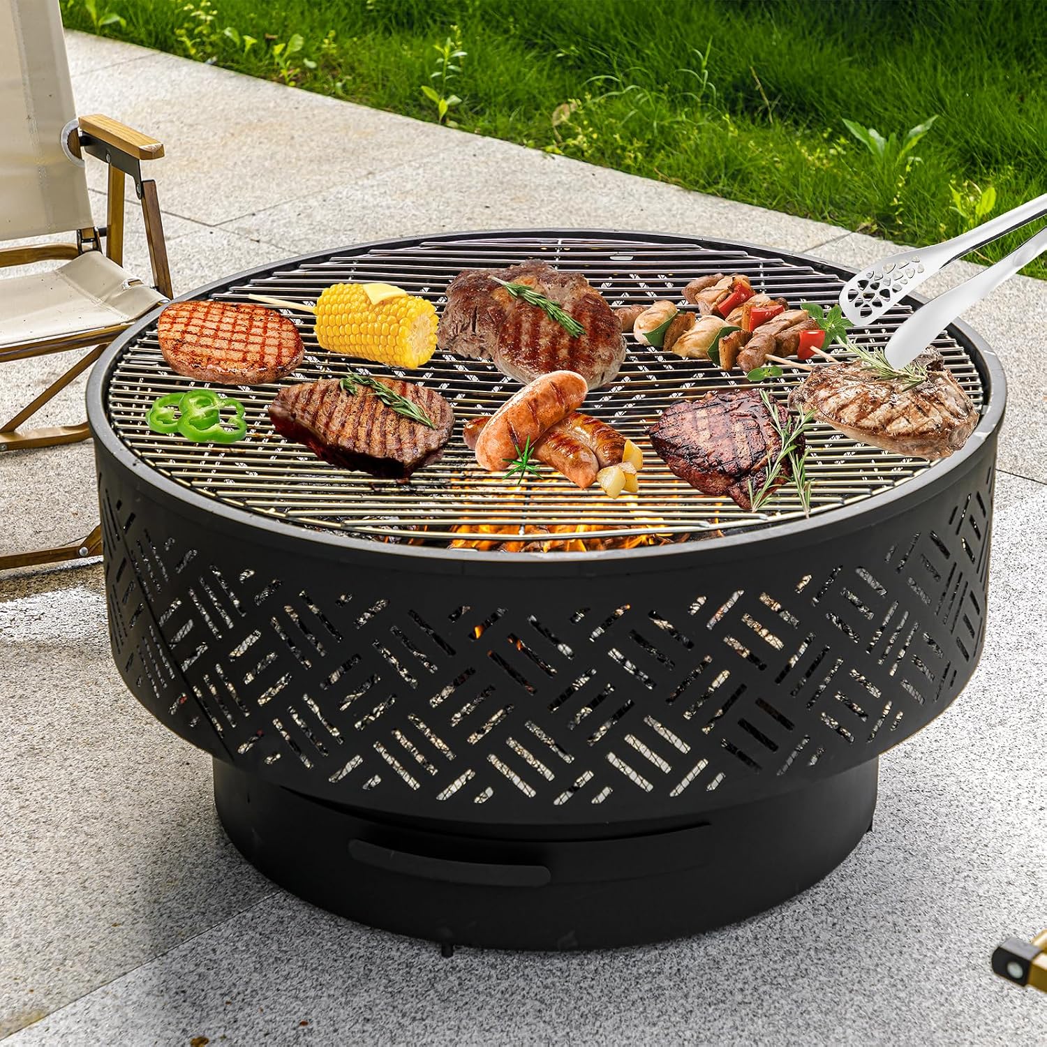 โต๊ะเตาไฟทรงกลมขนาด 32 นิ้ว ทำ - Camping Cooking Table บทวิจารณ์และราคา