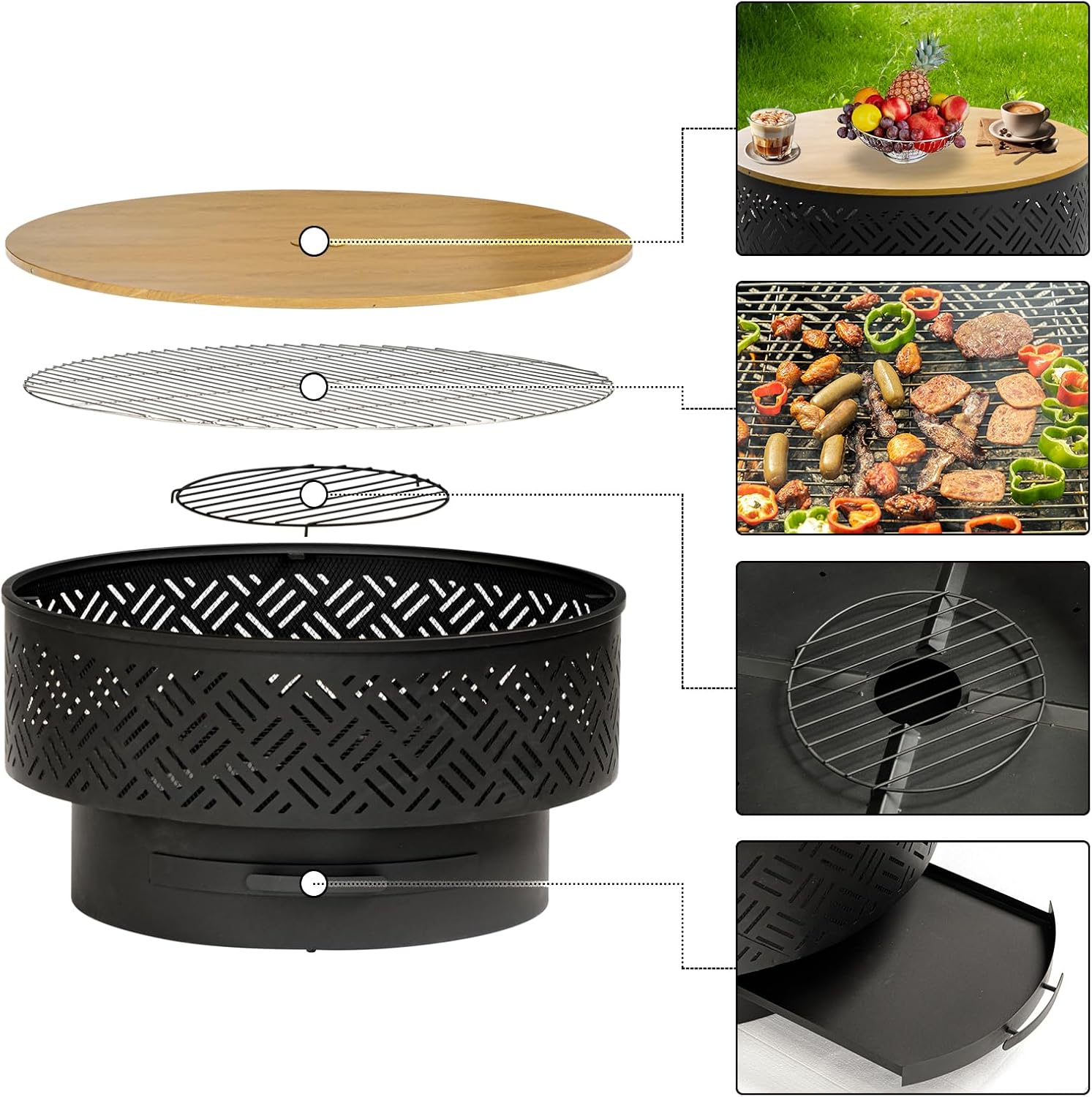 โต๊ะเตาไฟทรงกลมขนาด 32 นิ้ว ทำ - Camping Cooking Table บทวิจารณ์และราคา