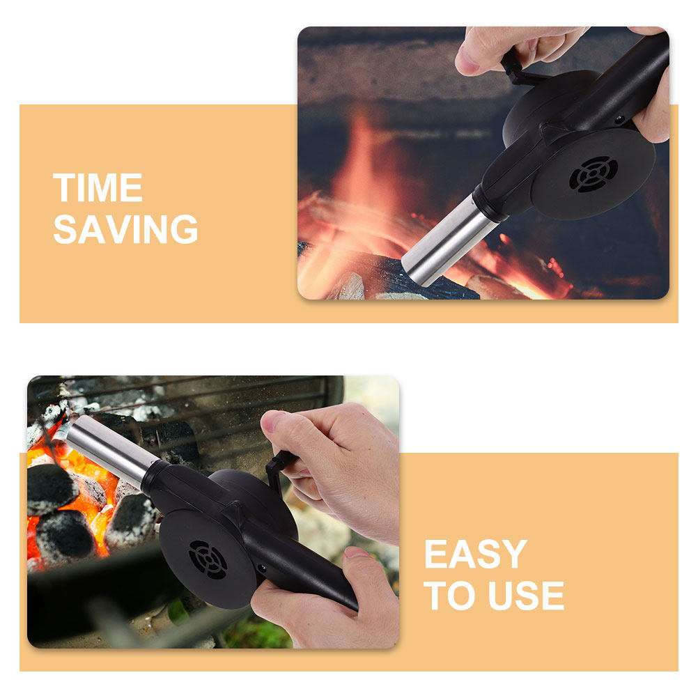 พัดลมมือหมุนสีดำสำหรับบาร์บีคิ - Camping Cooking Fire บทวิจารณ์และราคา